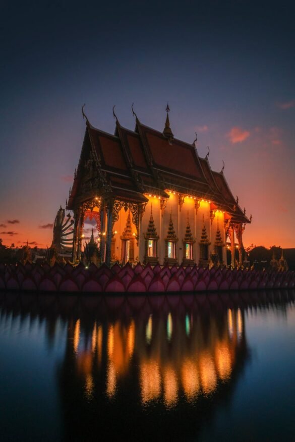 building with lights